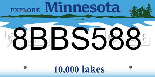 8BBS588 Minnesota License Plate