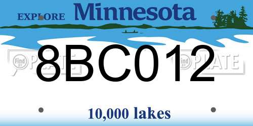 8BC012 Minnesota License Plate