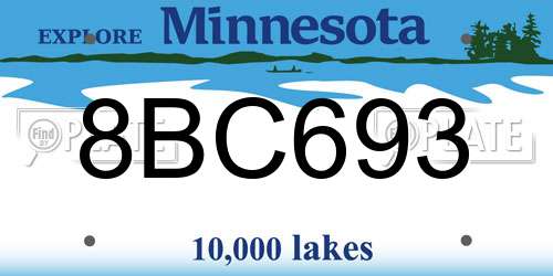 8BC693 Minnesota License Plate
