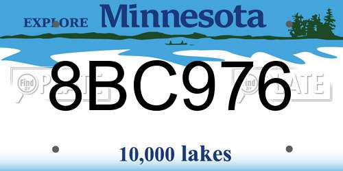 8BC976 Minnesota License Plate