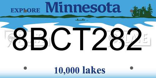 8BCT282 Minnesota License Plate