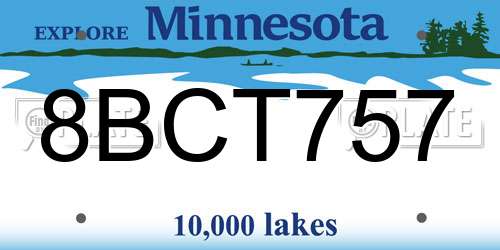 8BCT757 Minnesota License Plate
