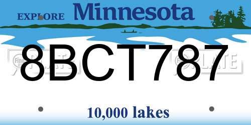 8BCT787 Minnesota License Plate