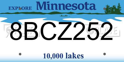 8BCZ252 Minnesota License Plate