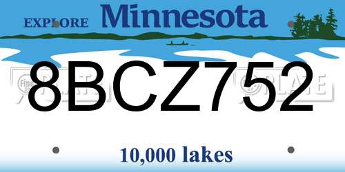 8BCZ752 Minnesota License Plate
