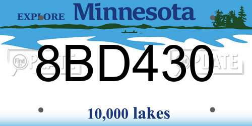 8BD430 Minnesota License Plate