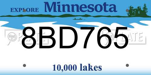 8BD765 Minnesota License Plate