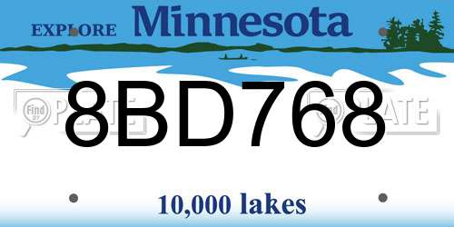 8BD768 Minnesota License Plate