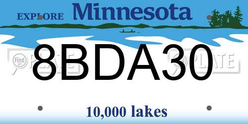 8BDA30 Minnesota License Plate