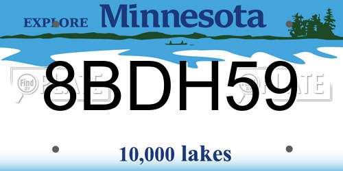 8BDH59 Minnesota License Plate