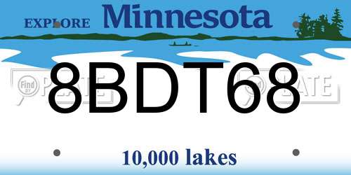 8BDT68 Minnesota License Plate