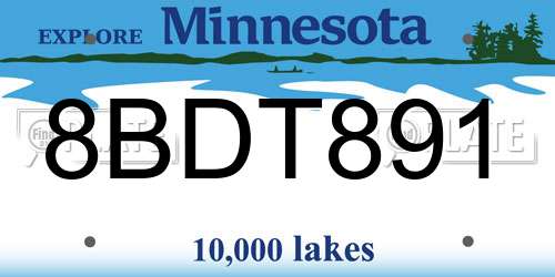 8BDT891 Minnesota License Plate