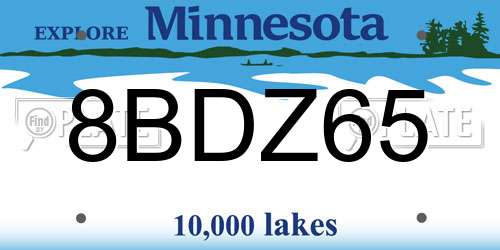 8BDZ65 Minnesota License Plate