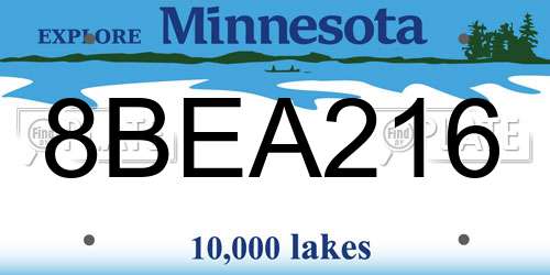 8BEA216 Minnesota License Plate
