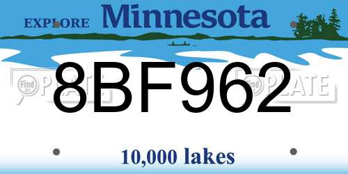 8BF962 Minnesota License Plate