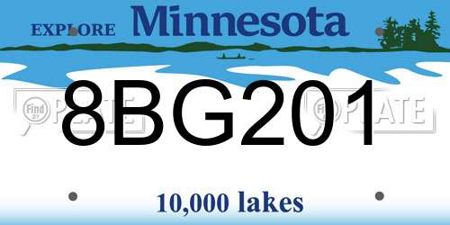 8BG201 Minnesota License Plate