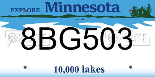 8BG503 Minnesota License Plate
