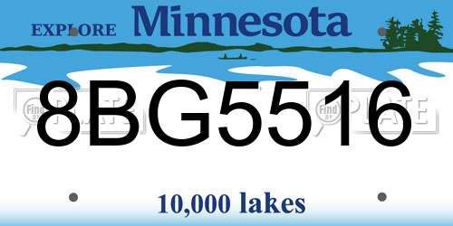8BG5516 Minnesota License Plate