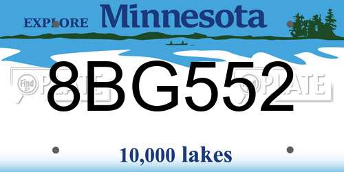 8BG552 Minnesota License Plate