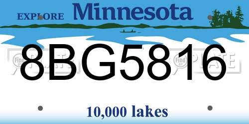 8BG5816 Minnesota License Plate