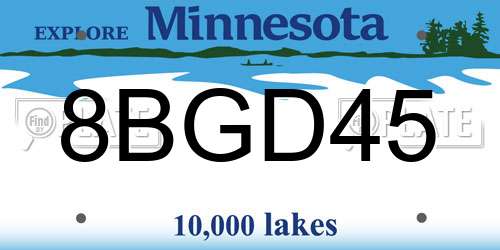 8BGD45 Minnesota License Plate