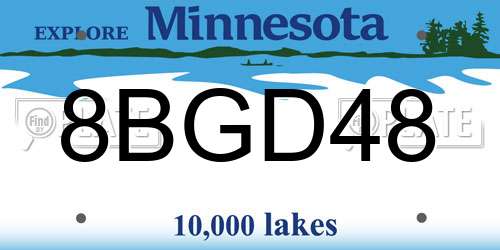 8BGD48 Minnesota License Plate