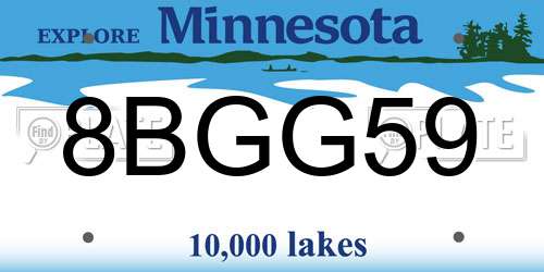 8BGG59 Minnesota License Plate