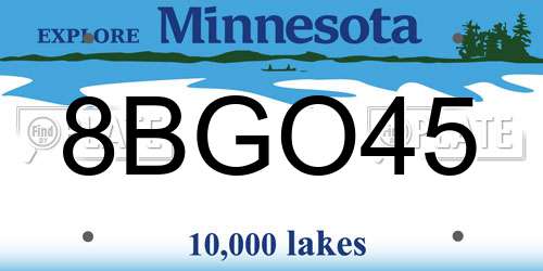 8BGO45 Minnesota License Plate