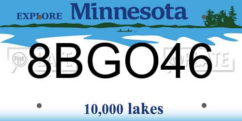 8BGO46 Minnesota License Plate