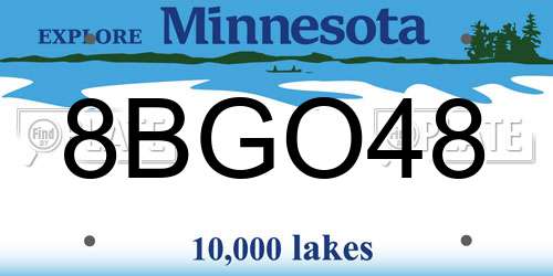 8BGO48 Minnesota License Plate