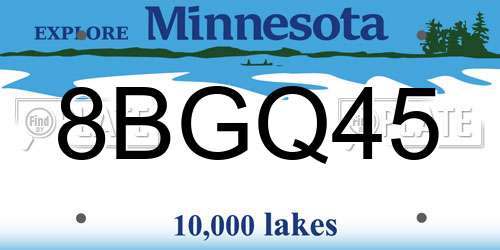8BGQ45 Minnesota License Plate