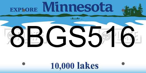 8BGS516 Minnesota License Plate