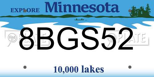 8BGS52 Minnesota License Plate