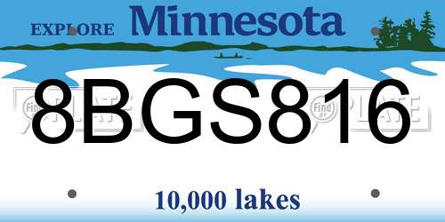 8BGS816 Minnesota License Plate