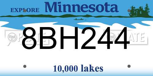 8BH244 Minnesota License Plate