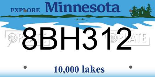 8BH312 Minnesota License Plate