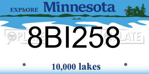 8BI258 Minnesota License Plate