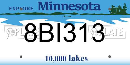 8BI313 Minnesota License Plate