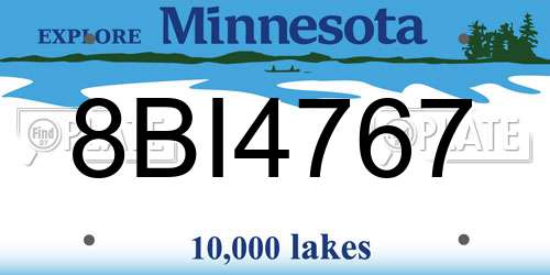 8BI4767 Minnesota License Plate