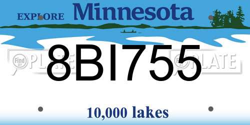 8BI755 Minnesota License Plate