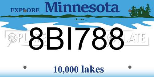 8BI788 Minnesota License Plate