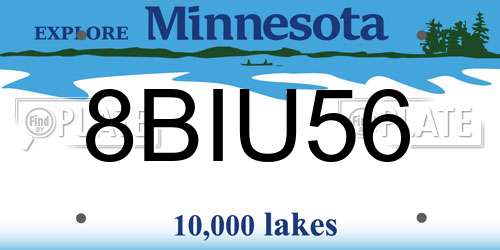 8BIU56 Minnesota License Plate