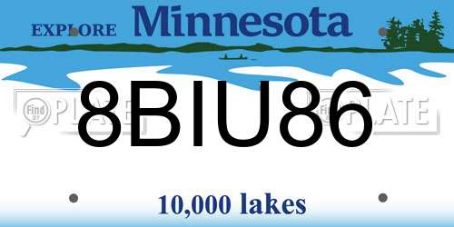 8BIU86 Minnesota License Plate