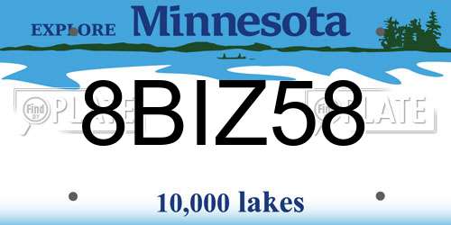 8BIZ58 Minnesota License Plate