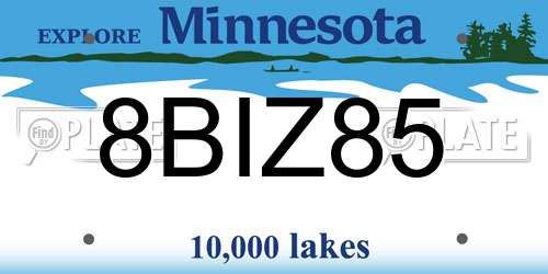 8BIZ85 Minnesota License Plate
