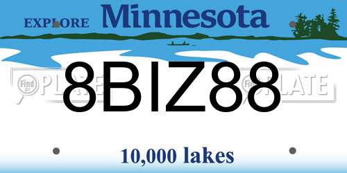 8BIZ88 Minnesota License Plate