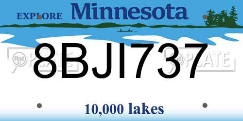 8BJI737 Minnesota License Plate