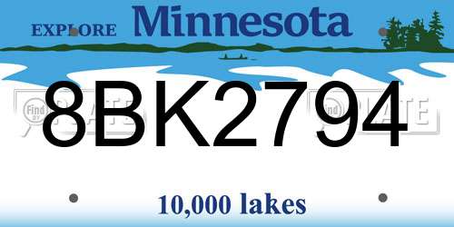 8BK2794 Minnesota License Plate