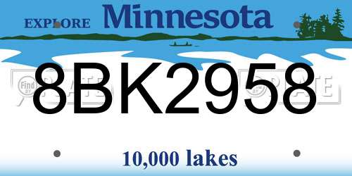 8BK2958 Minnesota License Plate