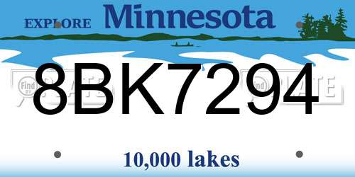8BK7294 Minnesota License Plate